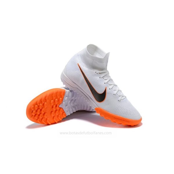 Nike Hombres Mercurial SuperflyX VI Elite TF Blanco Naranja Negro